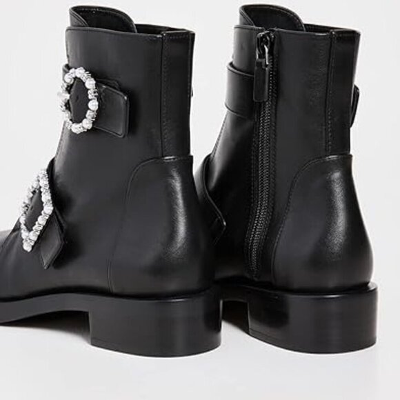 Stuart Weitzman Women's Ryder Pearl Geo Buckle Bootie Black size 6.5 - Picture 4 of 9
